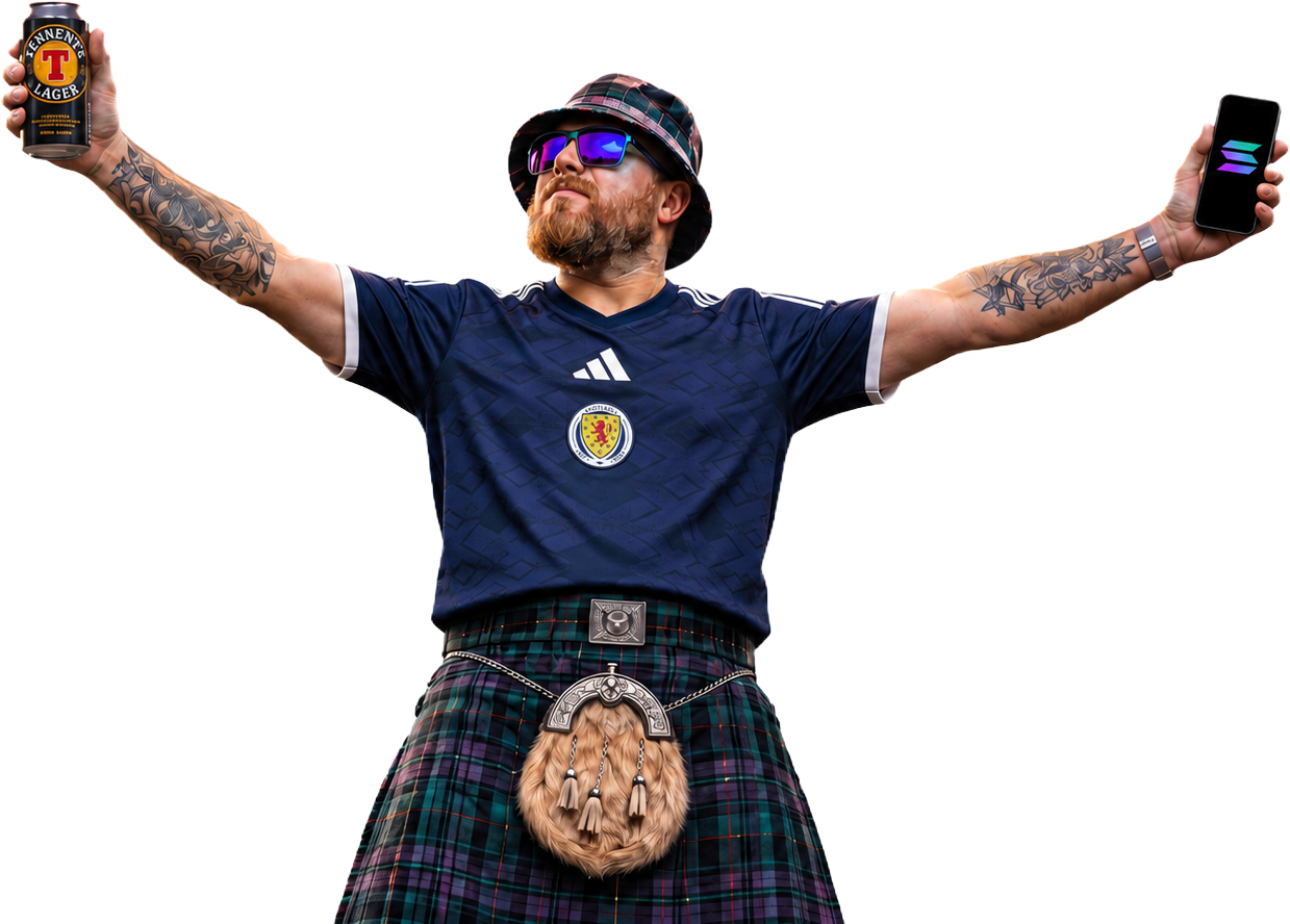Arms-out kilted Scotland fan